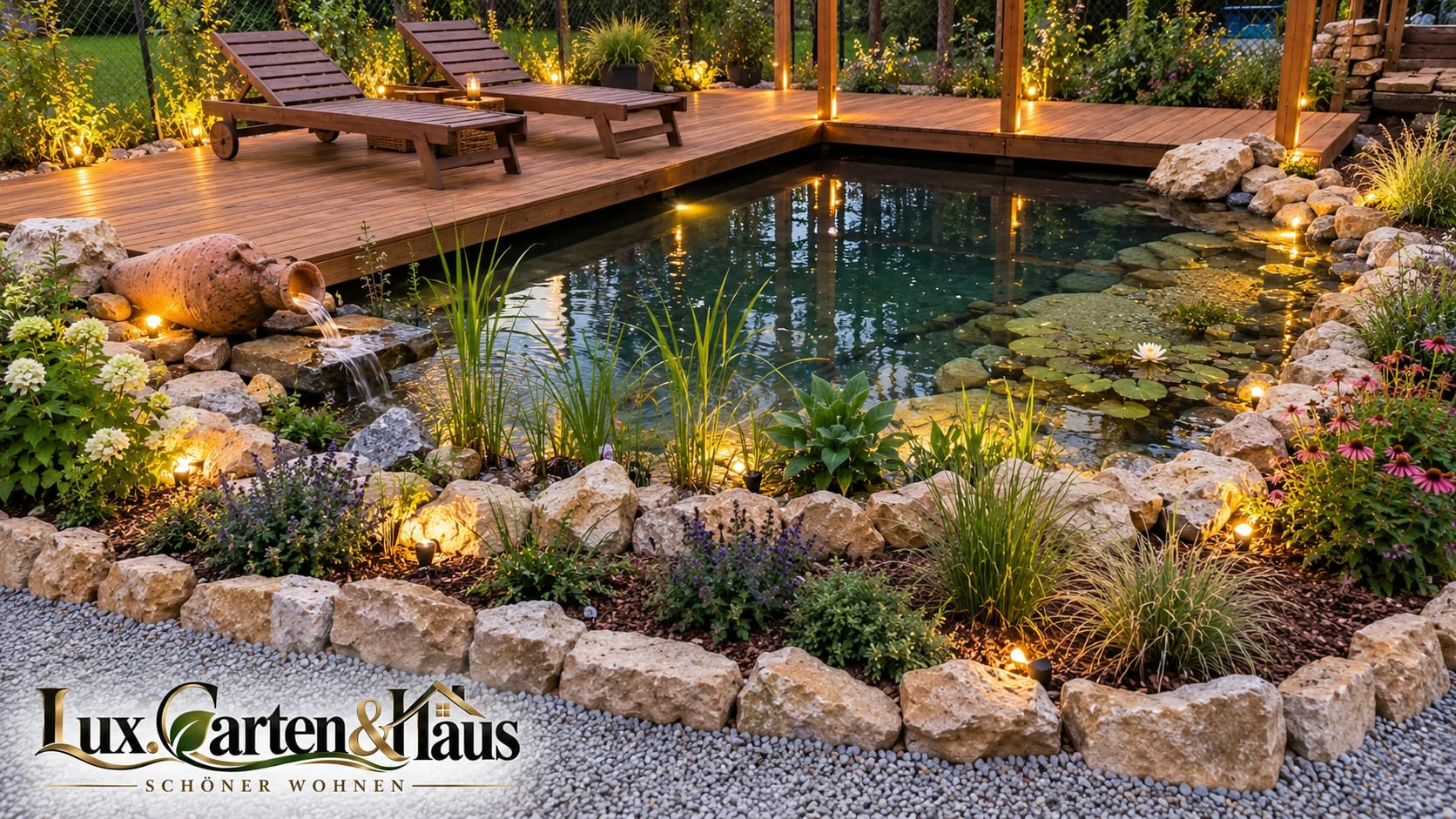 Gartengestaltung mit Naturstein und Holz